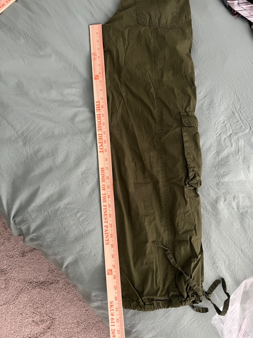 Rue21 Olive Green Cargo Pants M Y2K Style Utility Wide Leg - Picture 8 of 9